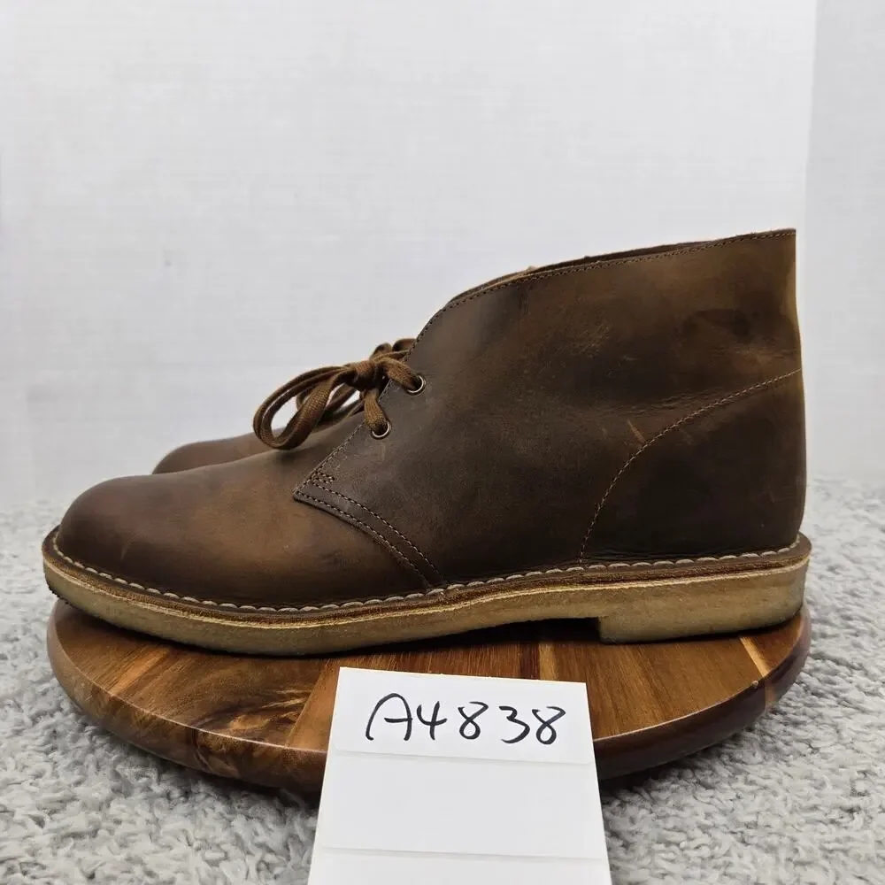 Clarks Mens 13M Original Desert Brown Leather Distressed Crepe Sole Chukka Boot